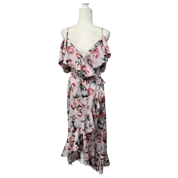 Hint of Blush Asymmetrical Dress in Pink Floral - Picture 1 of 16